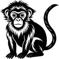 A silhouette of a monkey sitting vector