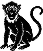 A silhouette of a monkey sitting vector