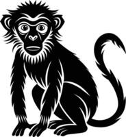 A silhouette of a monkey sitting vector