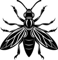 A black silhouette of a bee vector