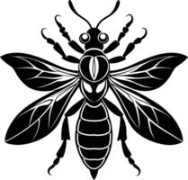 A black silhouette of a bee vector