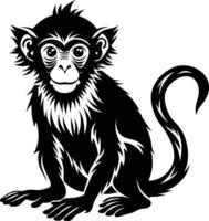 A silhouette of a monkey sitting vector