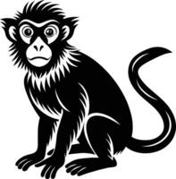 A silhouette of a monkey sitting vector