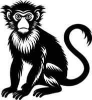 A silhouette of a monkey sitting vector