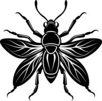 A black silhouette of a bee vector