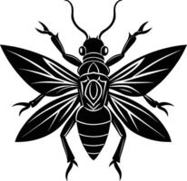 A black silhouette of a bee vector