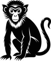 A silhouette of a monkey sitting vector