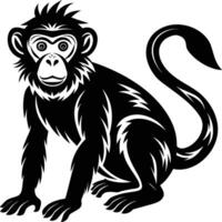 A silhouette of a monkey sitting vector