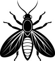 A black silhouette of a bee vector