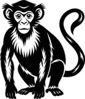 A silhouette of a monkey sitting vector