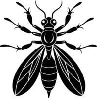 A black silhouette of a bee vector