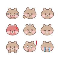 lindo emoticono de oso vector