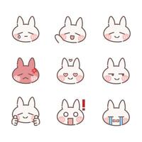 Cute emoticons rabbit bunny vector