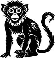 A silhouette of a monkey sitting vector