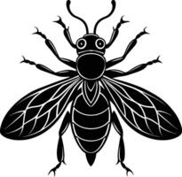 A black silhouette of a bee vector