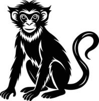 A silhouette of a monkey sitting vector