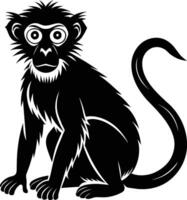 A silhouette of a monkey sitting vector