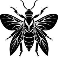 un negro silueta de un abeja vector