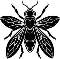 A black silhouette of a bee vector