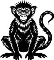 A silhouette of a monkey sitting vector