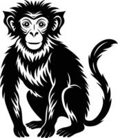 A silhouette of a monkey sitting vector