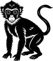A silhouette of a monkey sitting vector