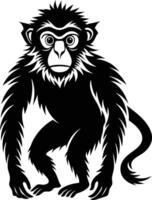 A silhouette of a monkey sitting vector
