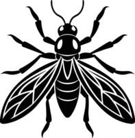 A black silhouette of a bee vector