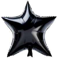 Black Star-shaped balloon floats on transparent background. Captured during celebration for decorative purpose. png