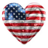 3d American flag in heart shape sticker transparent background high detailed png