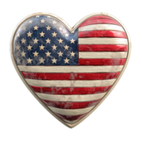 3d American flag in heart shape sticker transparent background stone style png