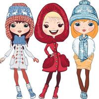fashion girls in winter vector