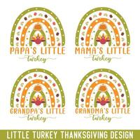 Little turkey thankful family thanksgiving design vector