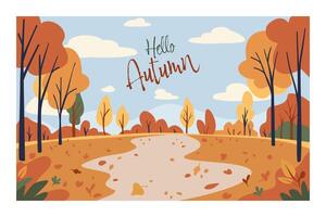 Autumn park with leaf fall vector