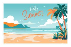 verano y viaje concepto con tropical playa vector