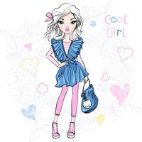 cute fashionable girl vector