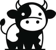Cute cow illustration logo with black and white color vector