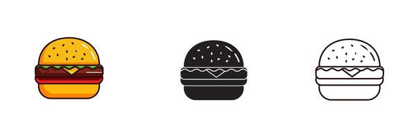 hamburguesa ilustración plano diseño dibujos animados estilo vector