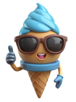 Ice Cream Cone Mascot 3d png