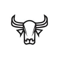 Black outline bull head logo icon vector