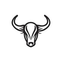 Black outline bull head logo icon vector