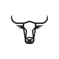 Black outline bull head logo icon vector