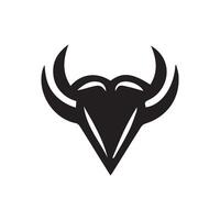 Black outline bull head logo icon vector