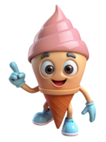 la glace crème cône mascotte 3d élément png