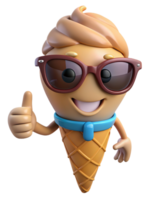 Ice Cream Cone Mascot 3d Render png