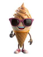 gelo creme cone mascote 3d conceito png