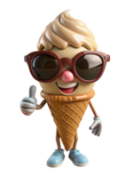 gelo creme cone mascote 3d personagem png