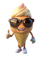 gelo creme cone mascote 3d Projeto png