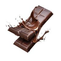 Delicious chocolate bars with splash isolated on transparent background png