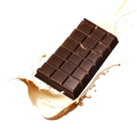 Delicious chocolate bars with splash isolated on transparent background png